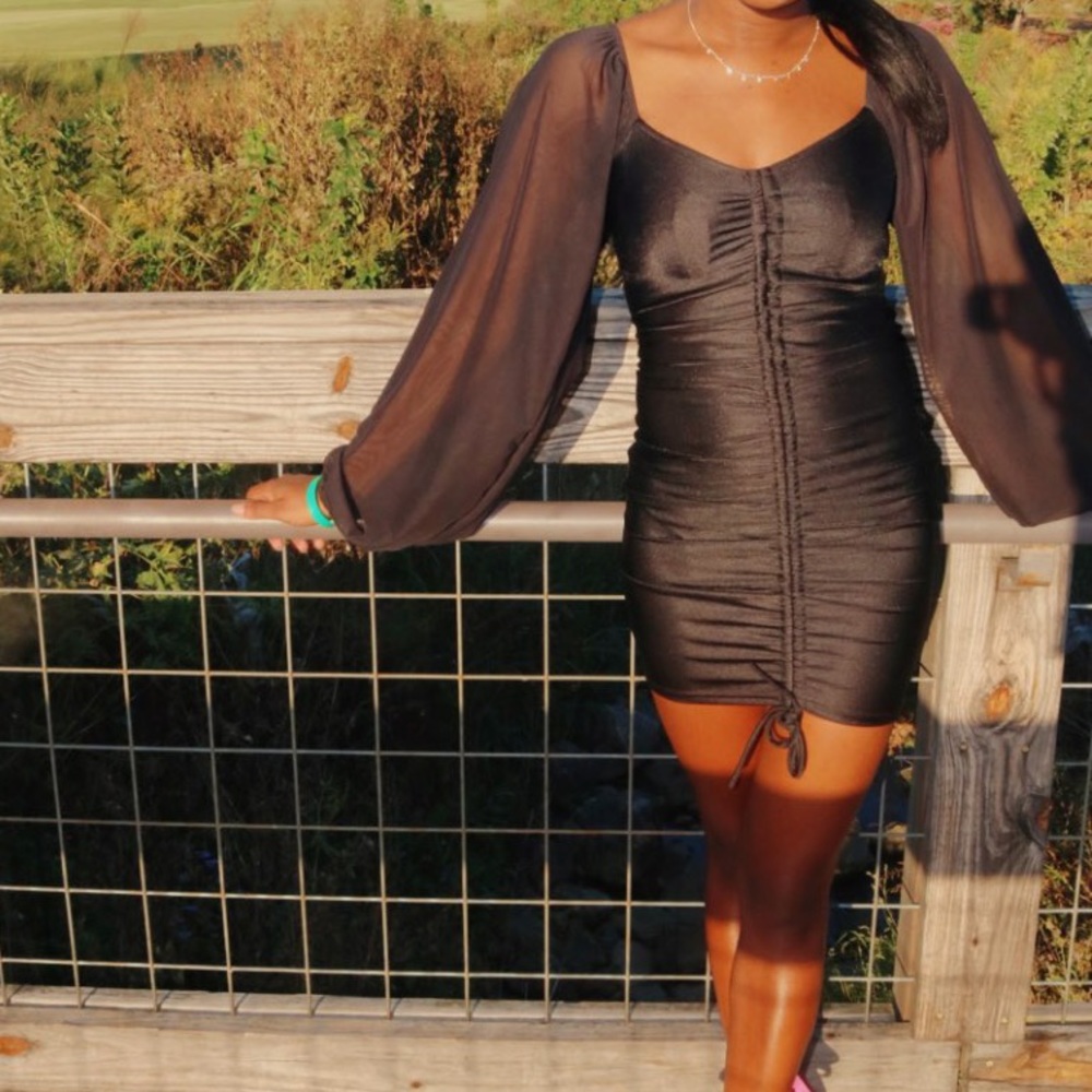 Ruched Black Dress